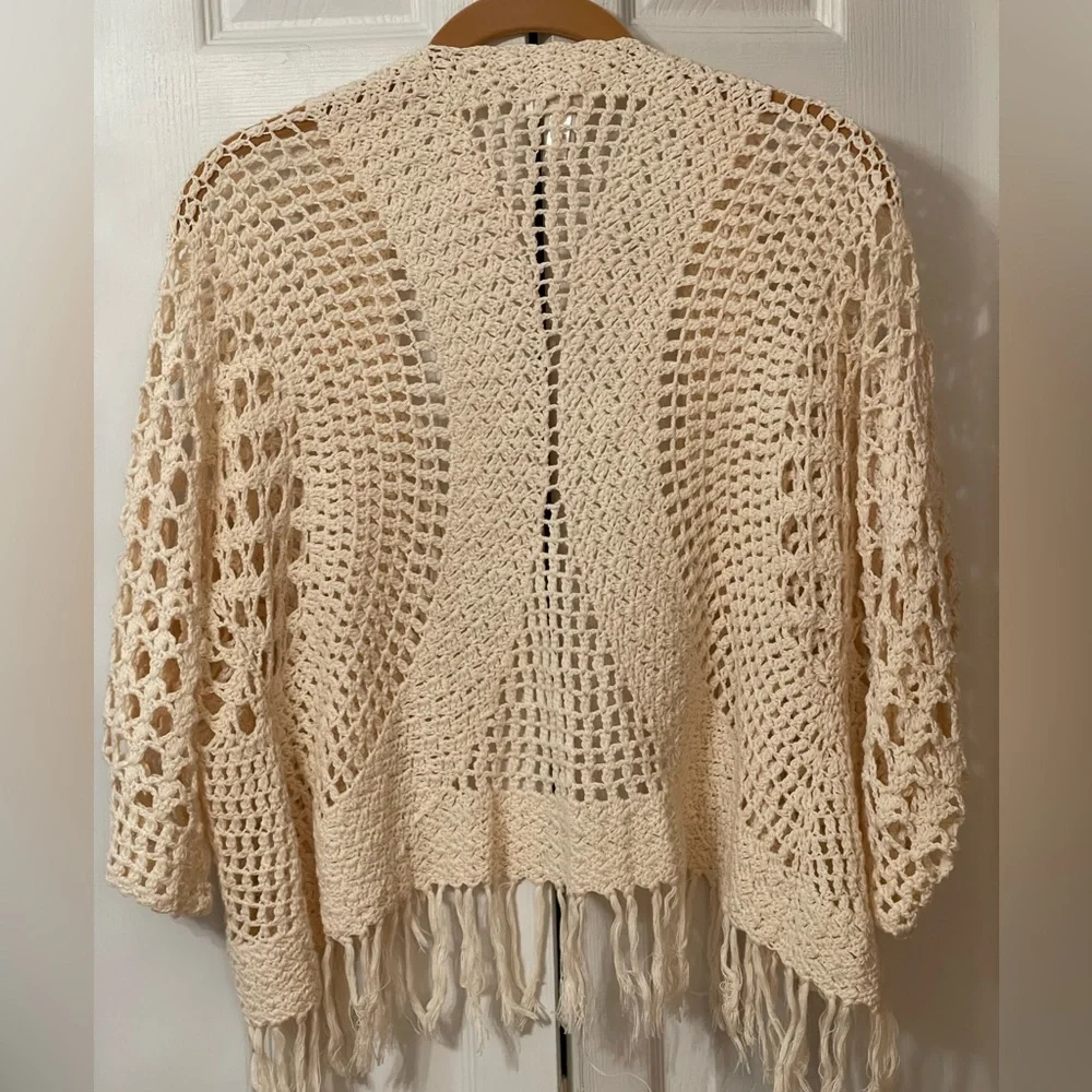 Chico’s Knitted Crochet Bohemian Prairie Cottage Core Cardigan Sz S Chico Sz 0 - Picture 7 of 7